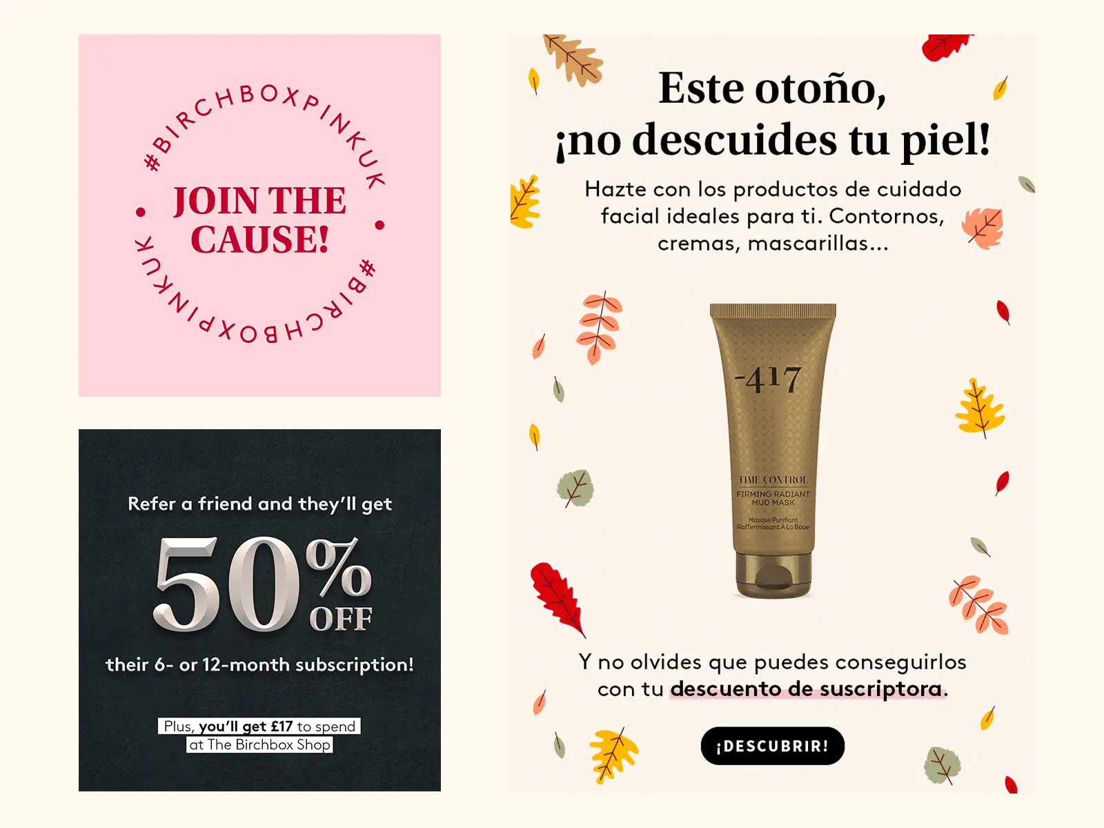 Social media and email marketing design for cosmetic brand