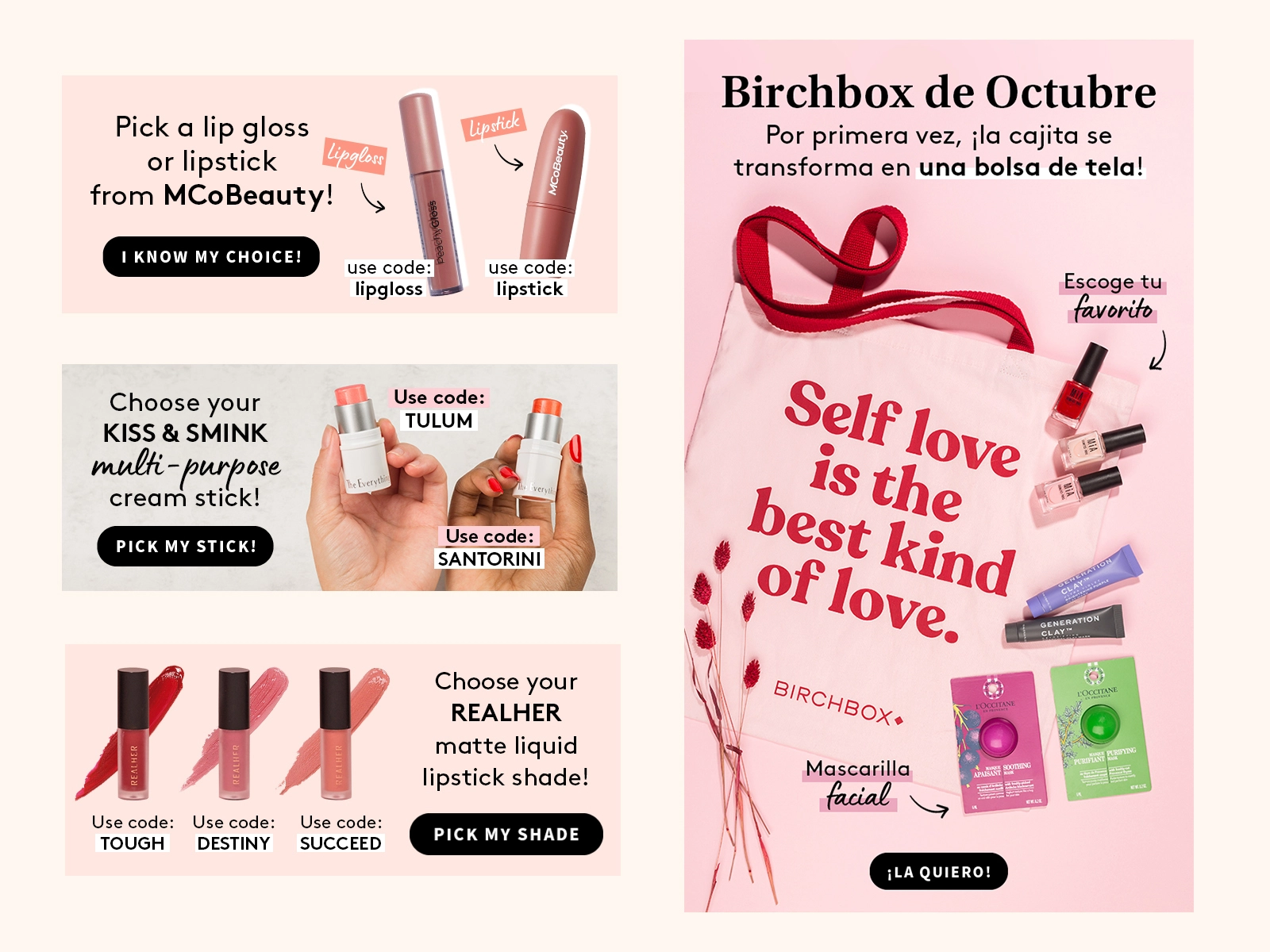 Makeup newsletter and banner design promoting new monthly campaign