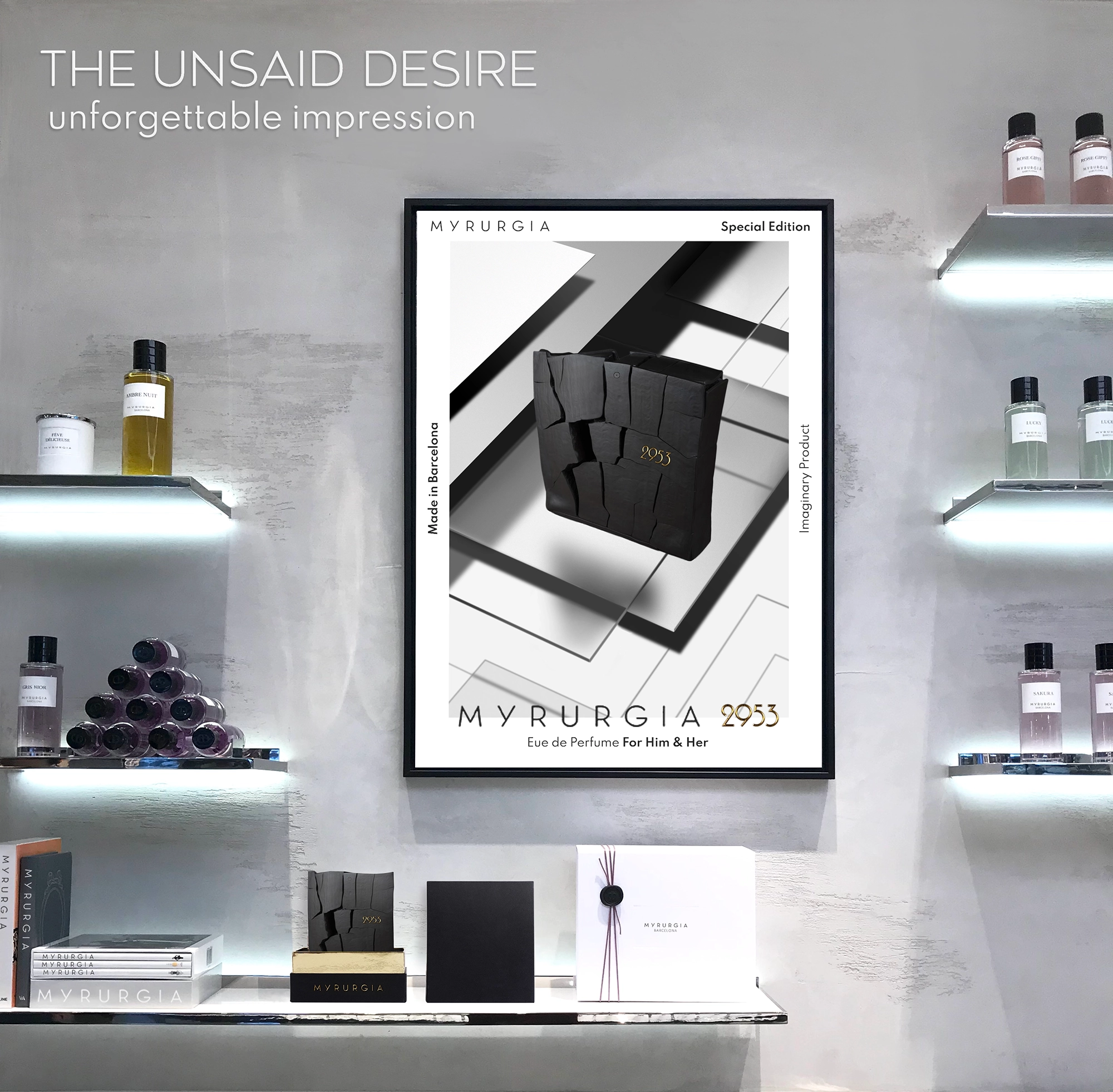 Visual identity perfume pop-up store branding