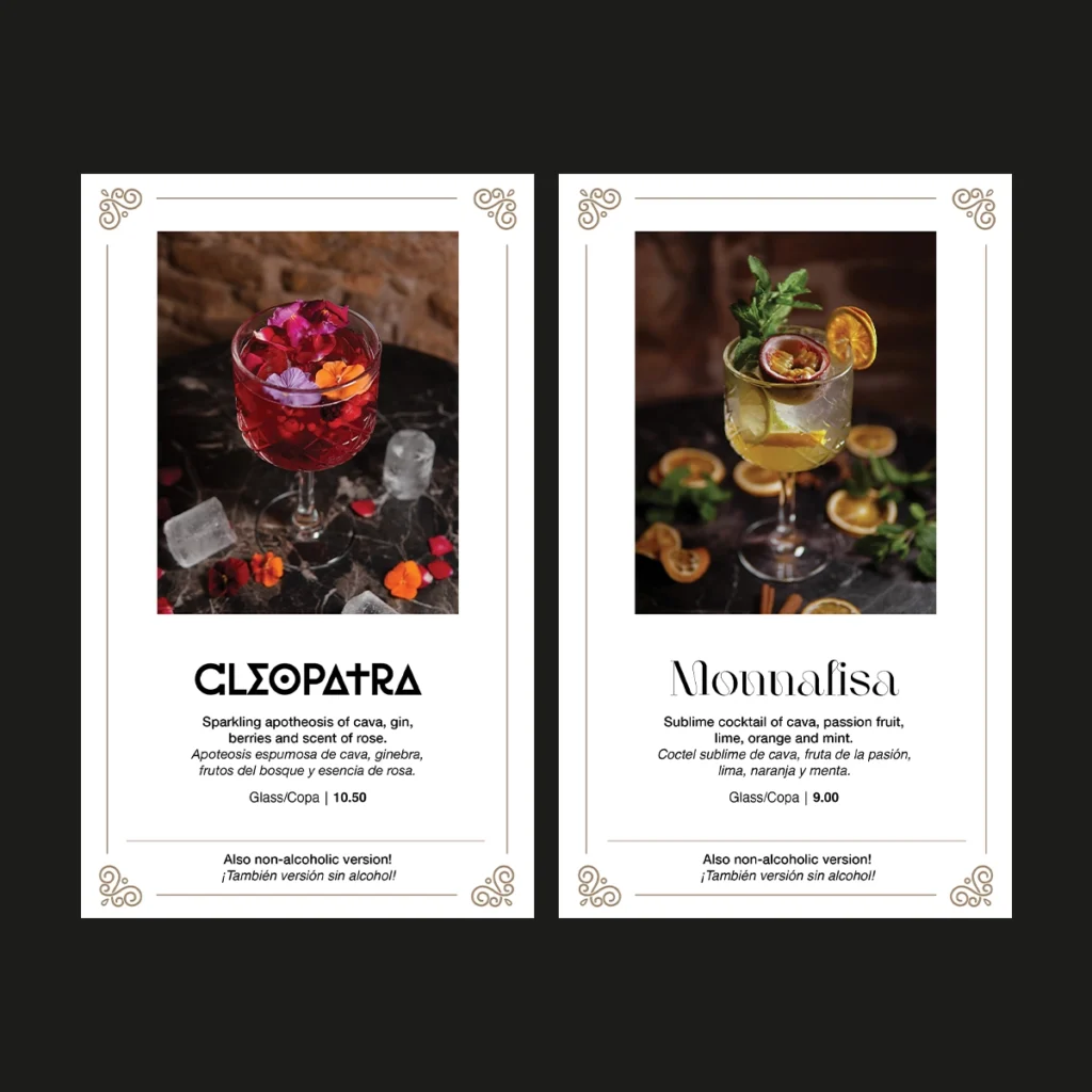 editorial design vegan restaurant cocktail menu design